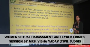 Read more about the article Session on Sexual Harassment and Cyber Crimes By Mrs. Vibha Yadav, Civil Judge